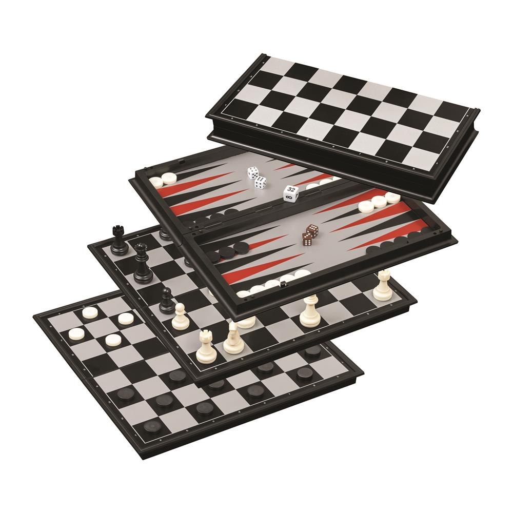 Philos Chess Backgammon Checkers Set - Field 37 mm