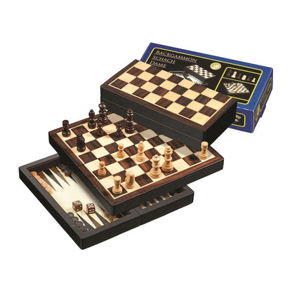 Philos Travel Chess Backgammon Checkers Set, Magnetic