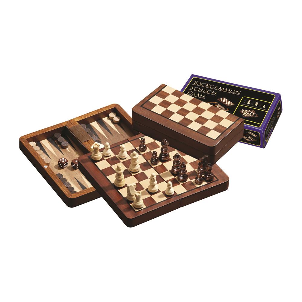 Philos Chess Backgammon Checkers Set, Field 18 mm, Magnetic