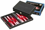 Philos Backgammon rouge - Tinos - petit - cuir artificiel - magnétique