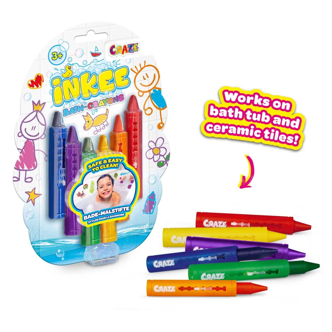 Craze Inkee Bath Crayons Set of 6