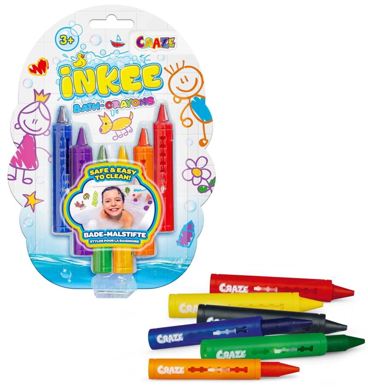 Craze Inkee Lot de 6 stylos de coloriage pour le bain