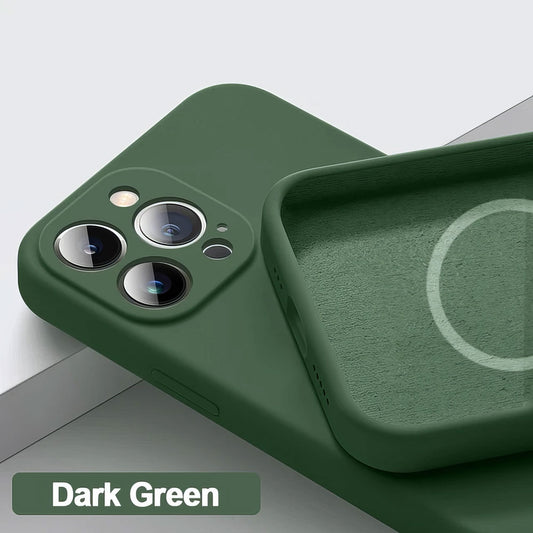 AAi Mobile Coque MagSafe en silicone, iPhone 15 Pro, vert foncé