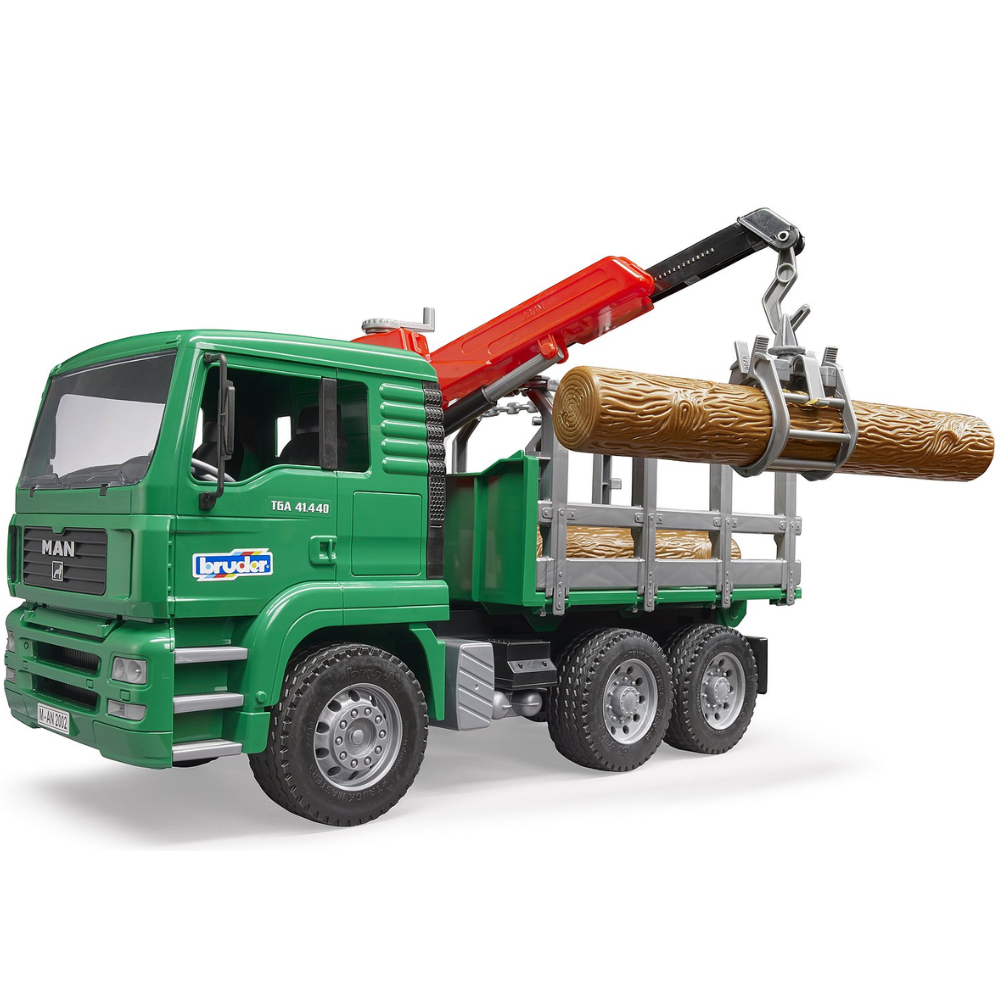 Camion de transport de bois Bruder MAN avec grue de chargement