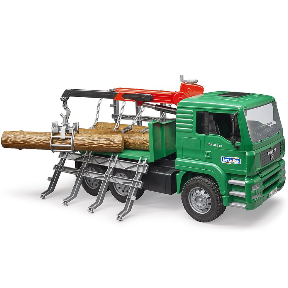 Camion de transport de bois Bruder MAN avec grue de chargement