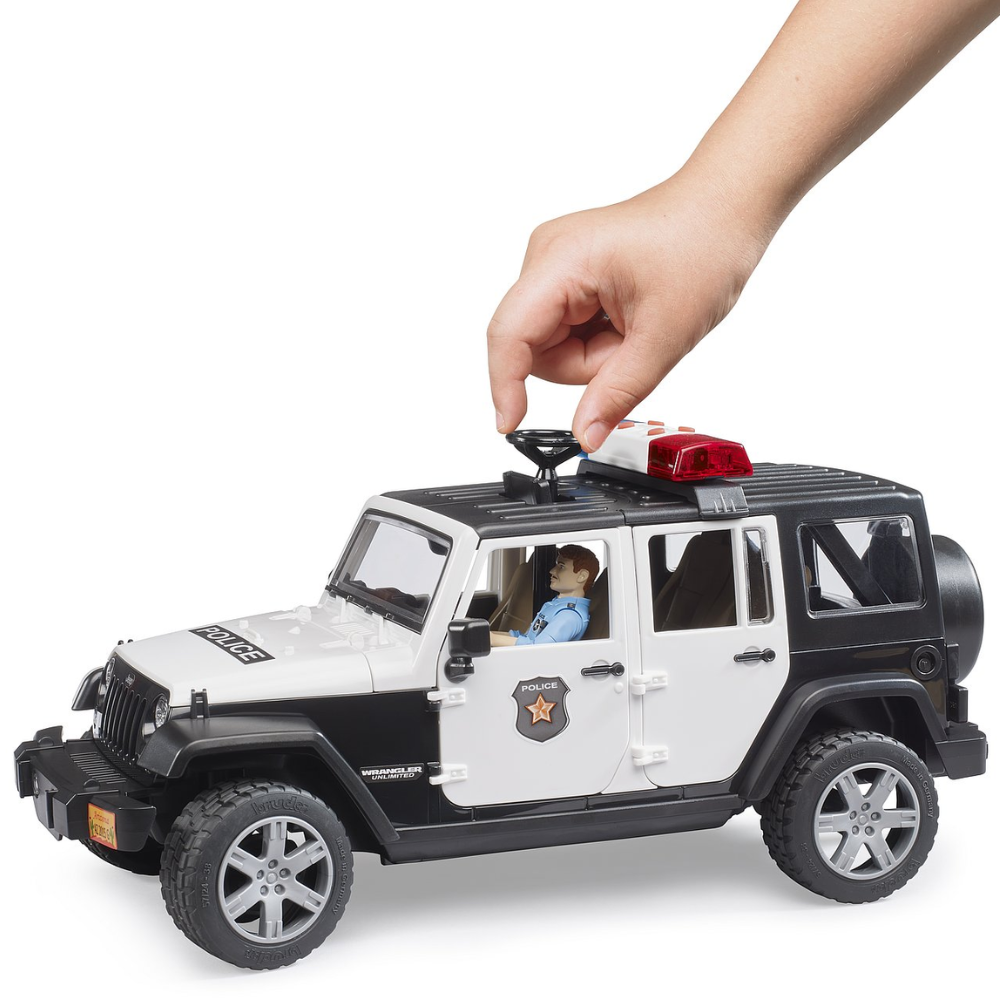 Bruder Jeep Wrangler Unlimited Rubicon Polizei Fahrzeug mit Polizist & Ausstattung