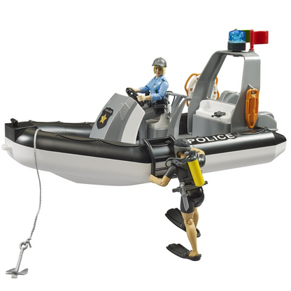 Bruder RAM 2500 Police with inflatable boat