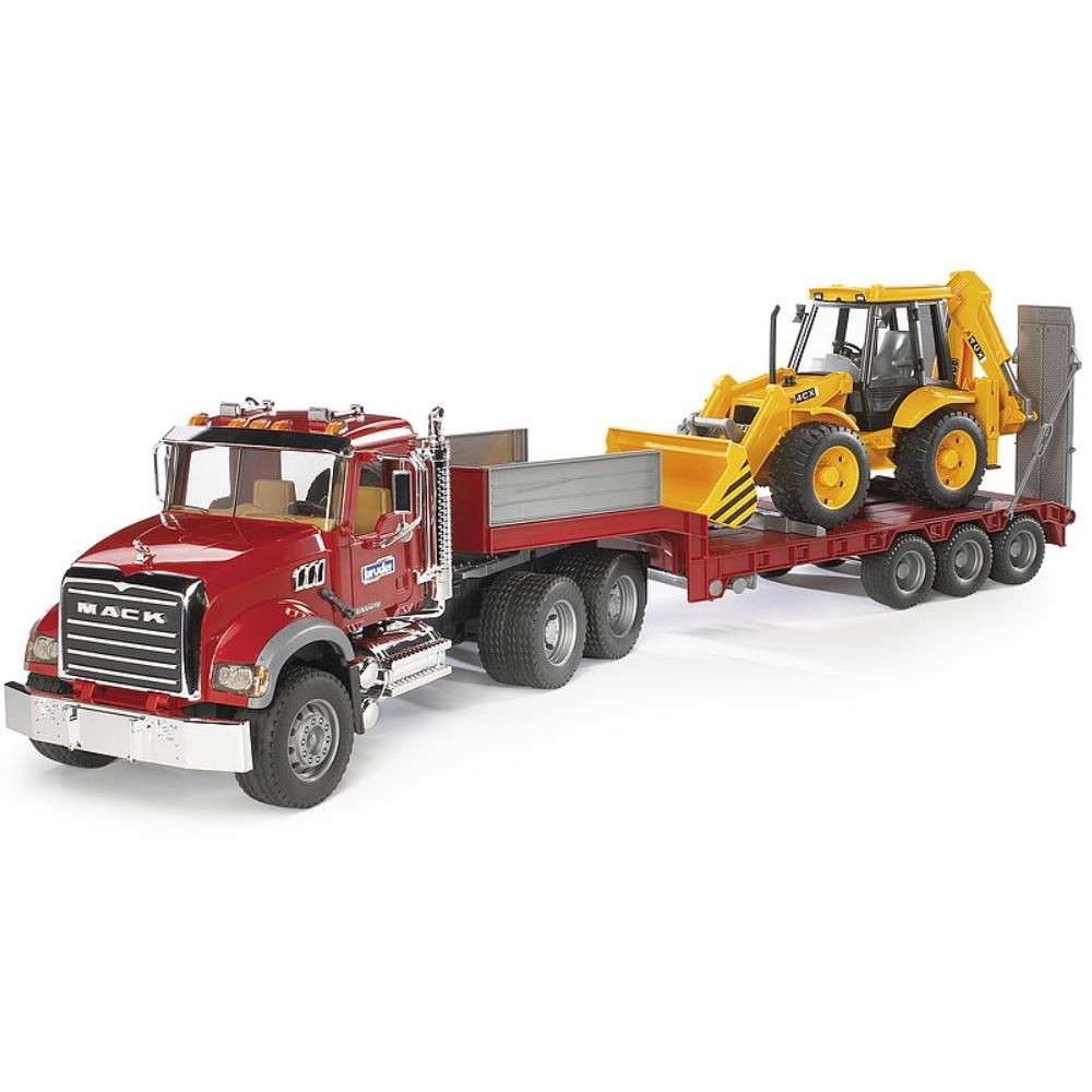 Bruder Mack Granite LKW mit Tieflader & JBC Baggerlader