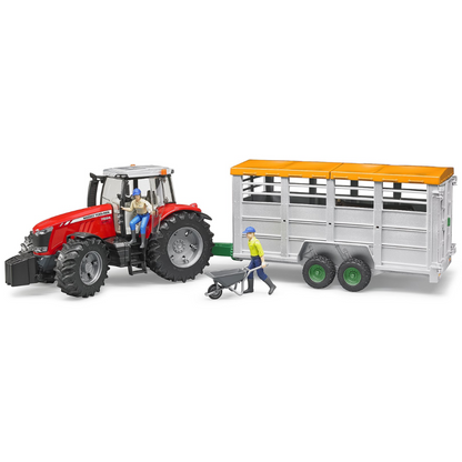 bruder cattle transport trailer with cow