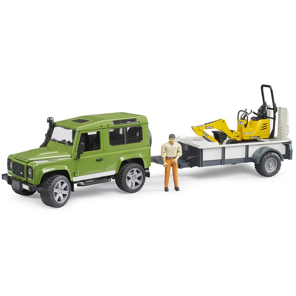 Bruder Land Rover Defender mit Anhänger, JCB Mikrobagger