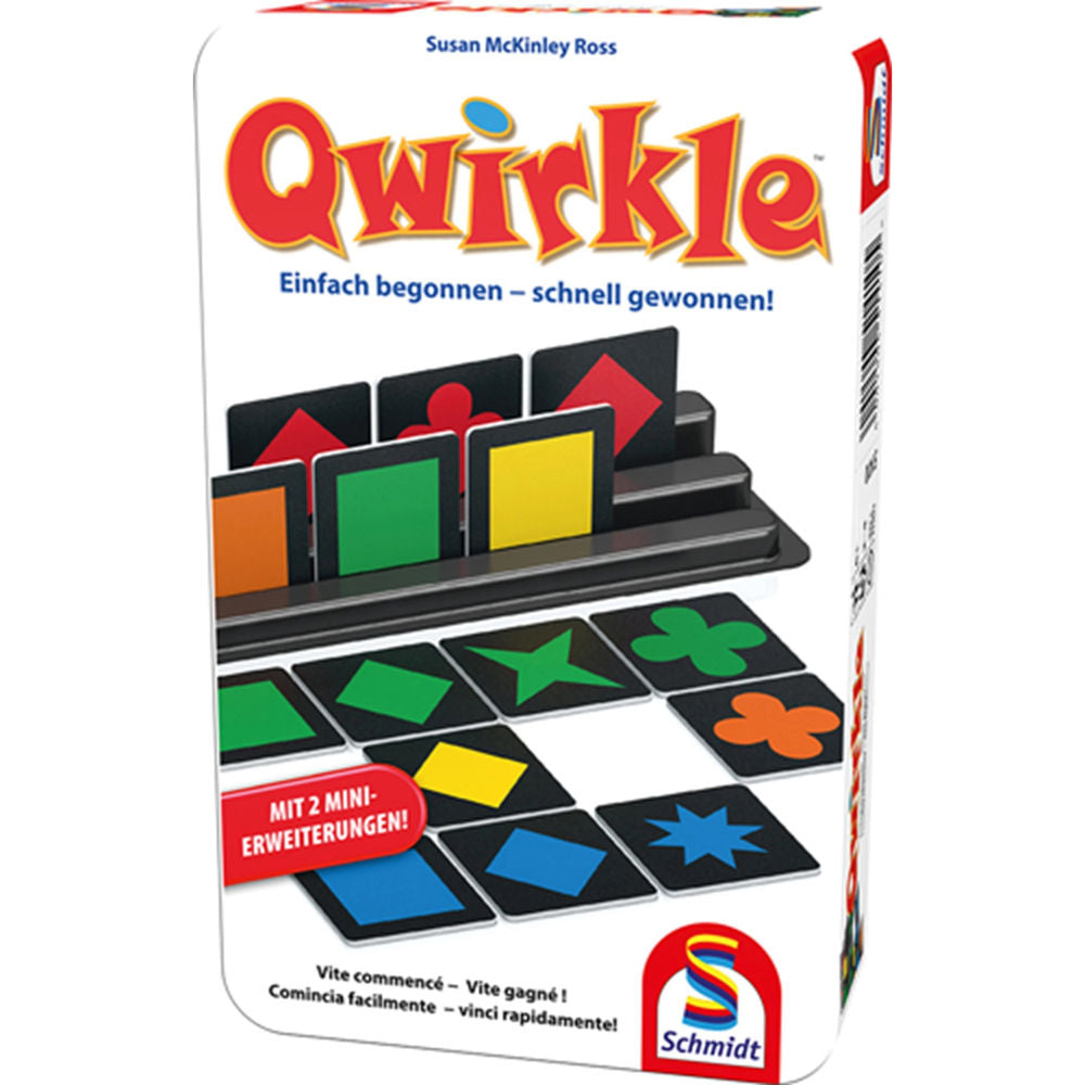 Schmidt Spiele Qwirkle inklusive 2 Mini Erweiterungen (Metalldose)