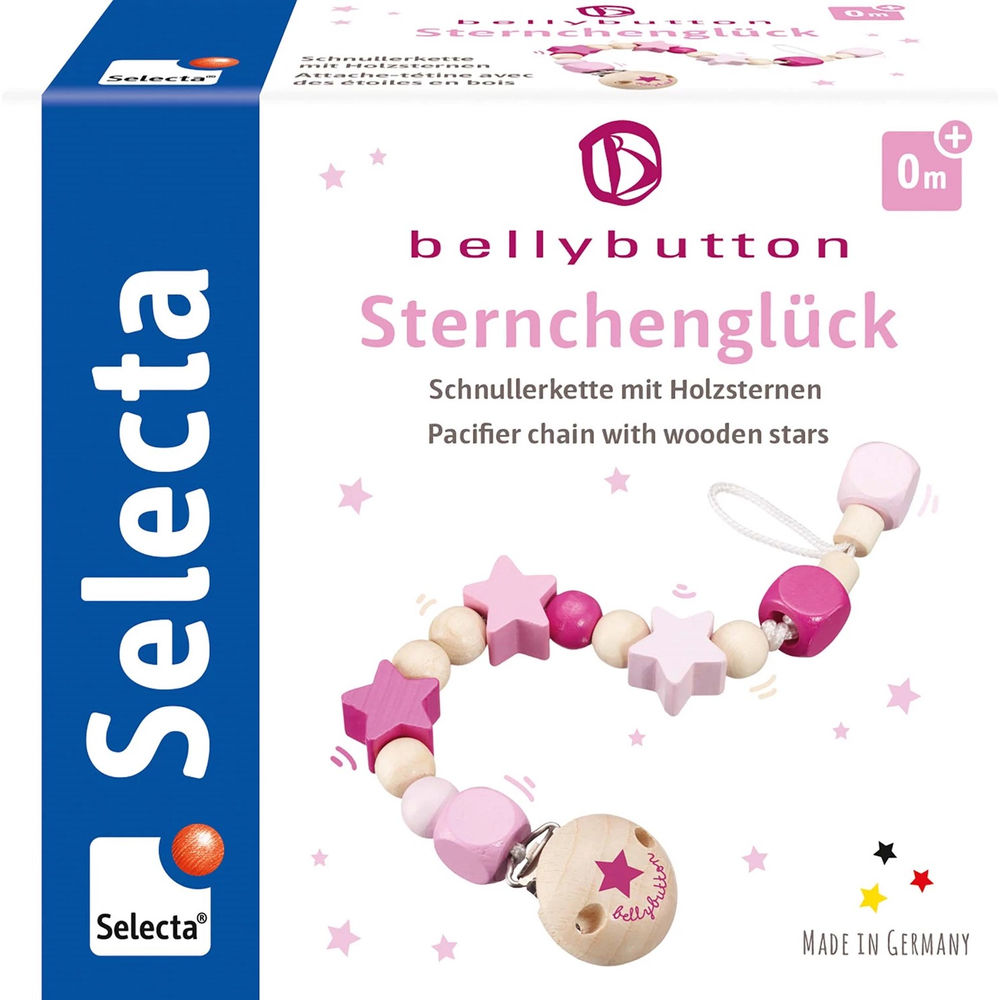 Selecta pacifier chain star happiness pink 21cm