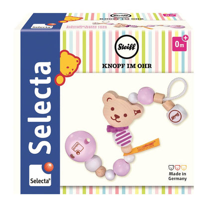 Selecta Schnullerkette Steiff rosa 21cm