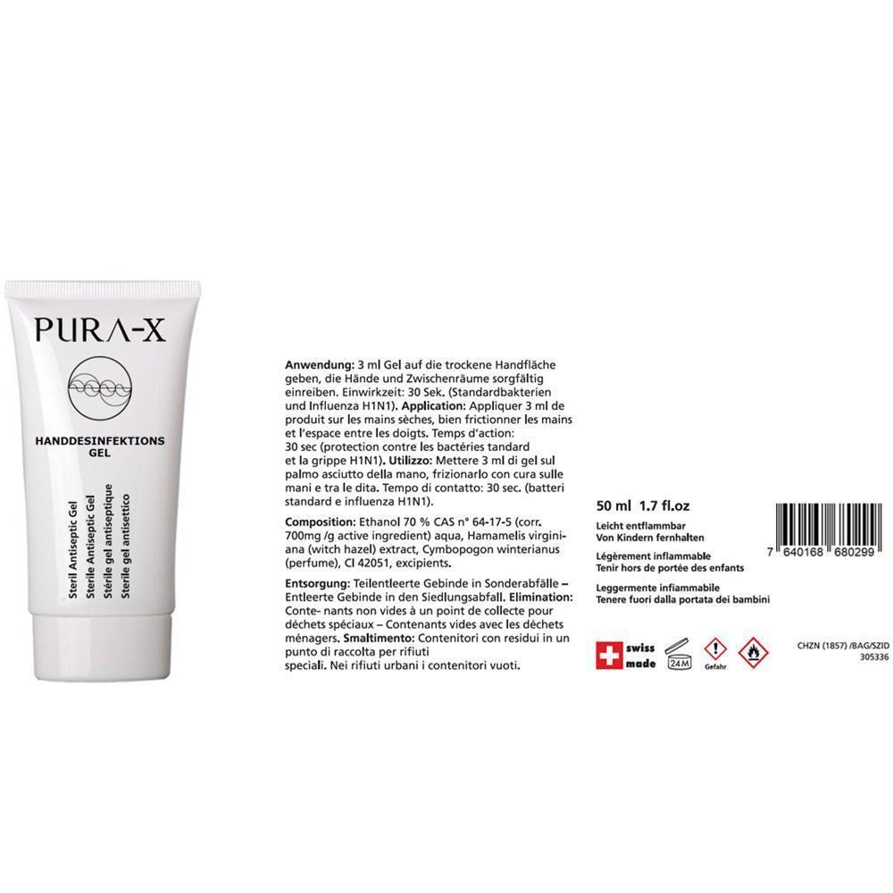 Pura-X Steril Antiseptic Gel, Swisss Made, 50 ml