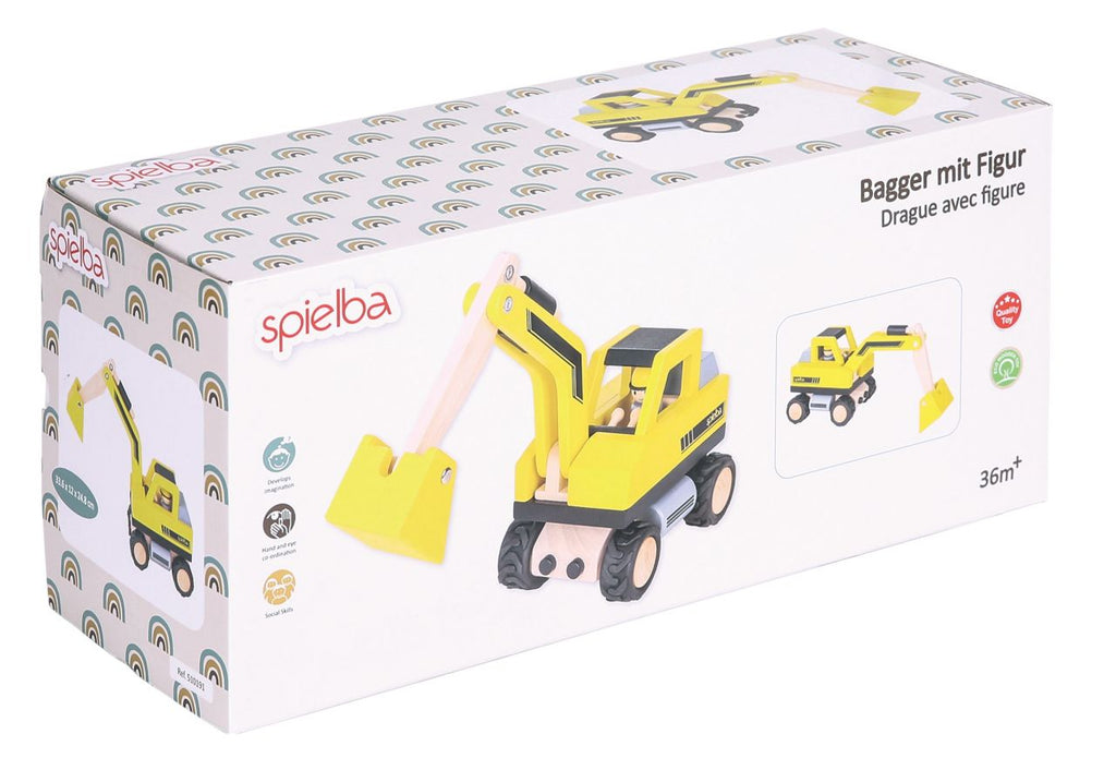 Spielba Bagger mit Figur aus 100% FSC
