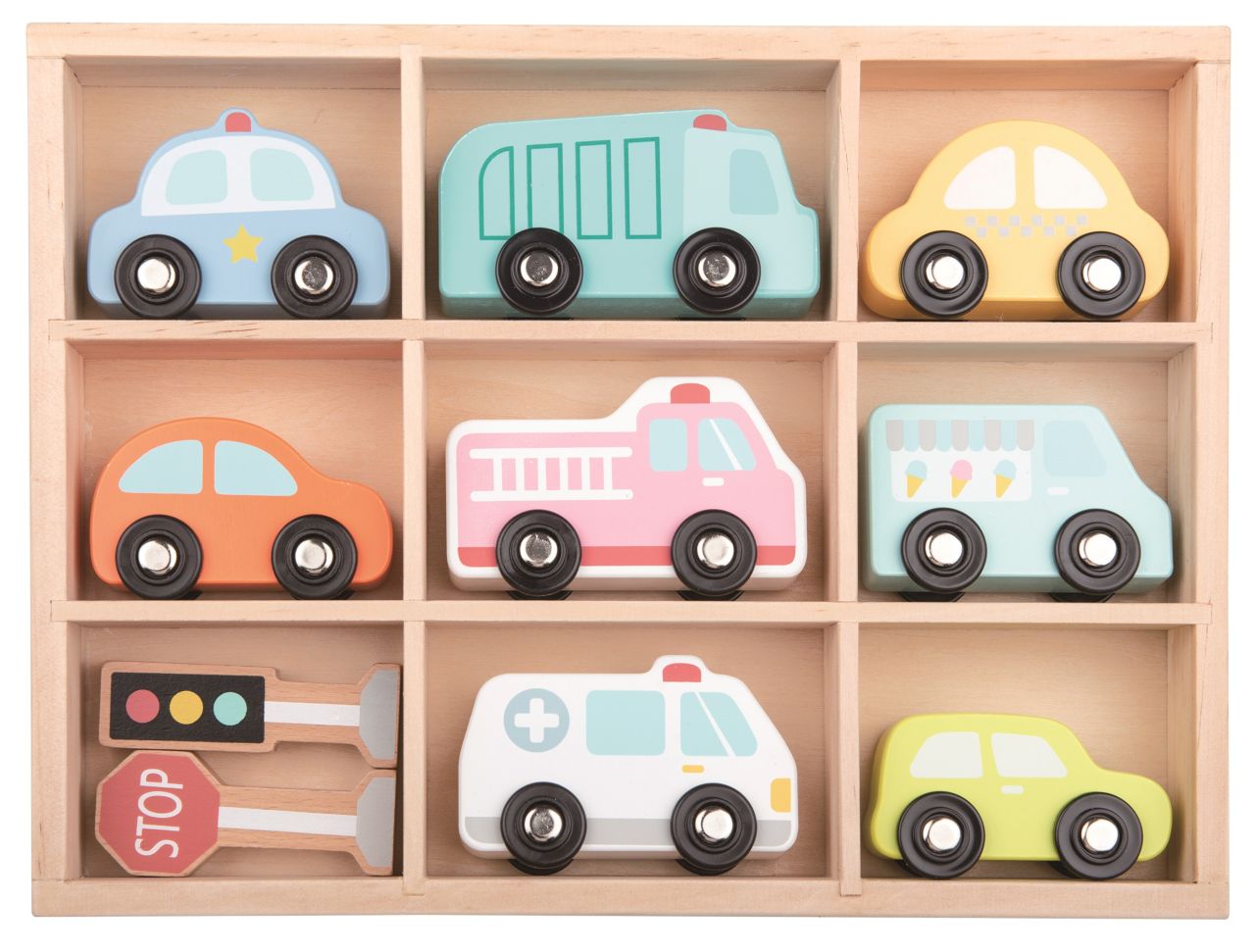 Spielba Fahrzeug-Set in Holzbox