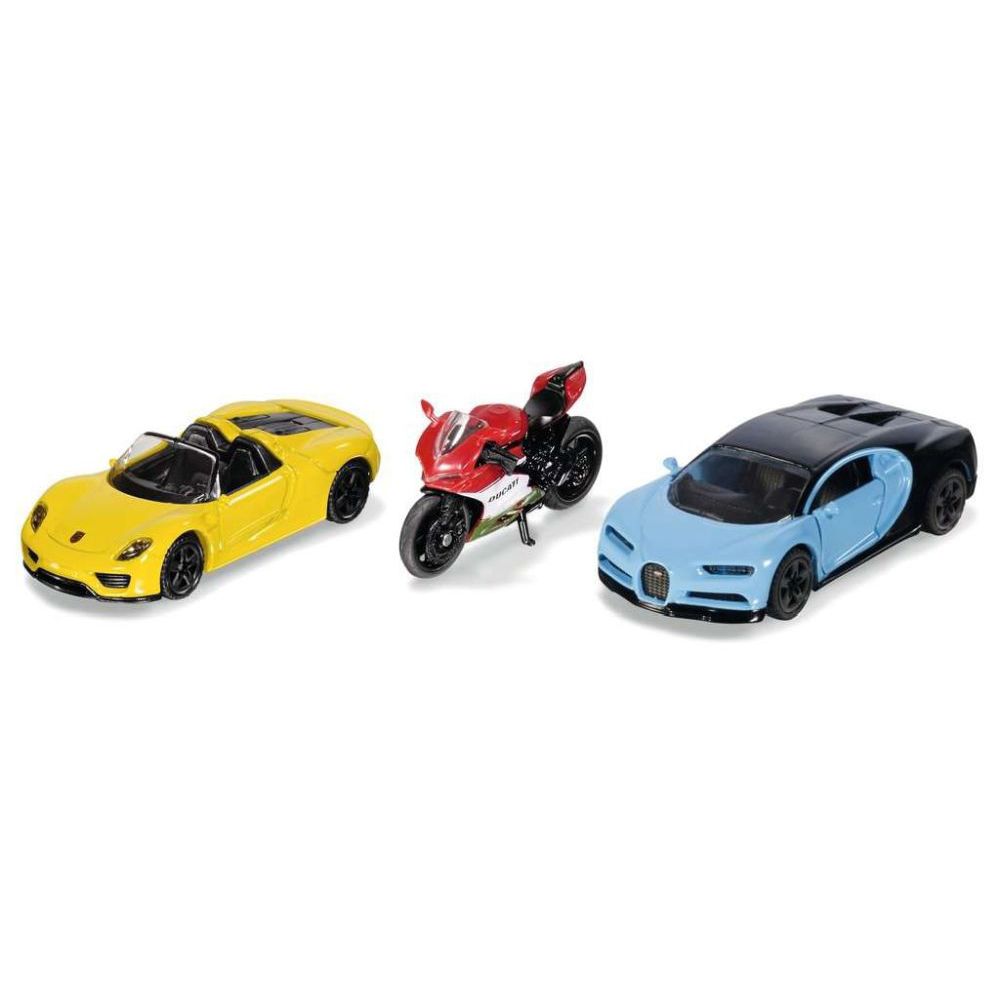 Coffret cadeau Siku voiture de sport + moto