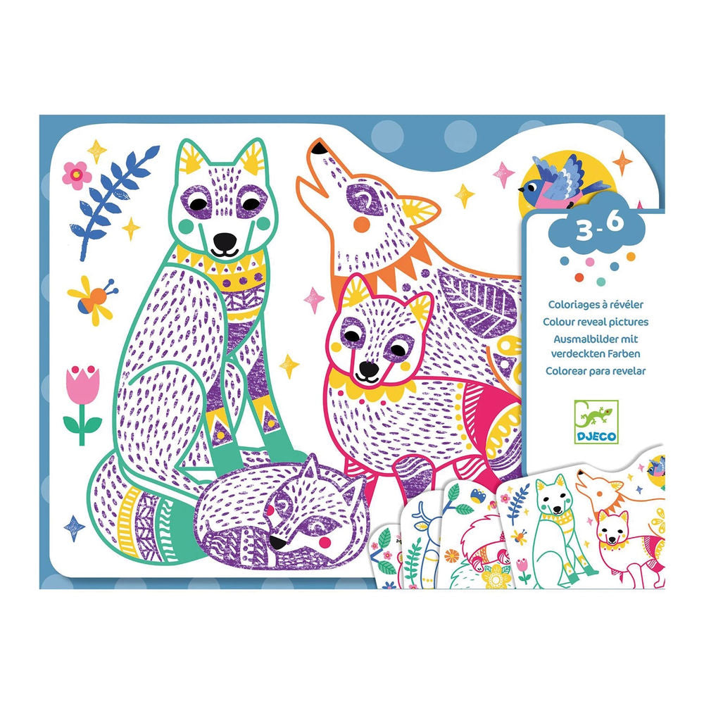 Ausmalbilder verdeckte Farben Waldfamilie