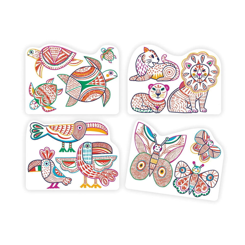 Ausmalbilder verdeckte Farben Wildnisfamilie