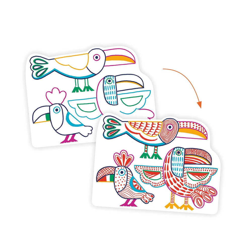 Ausmalbilder verdeckte Farben Wildnisfamilie