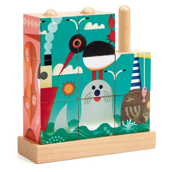 Djeco cube en bois Puzz-Up Mer