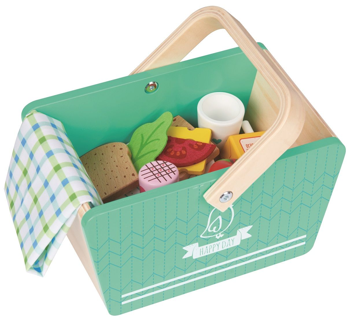 Spielba Picknick-Korb aus Holz mit Zubehör