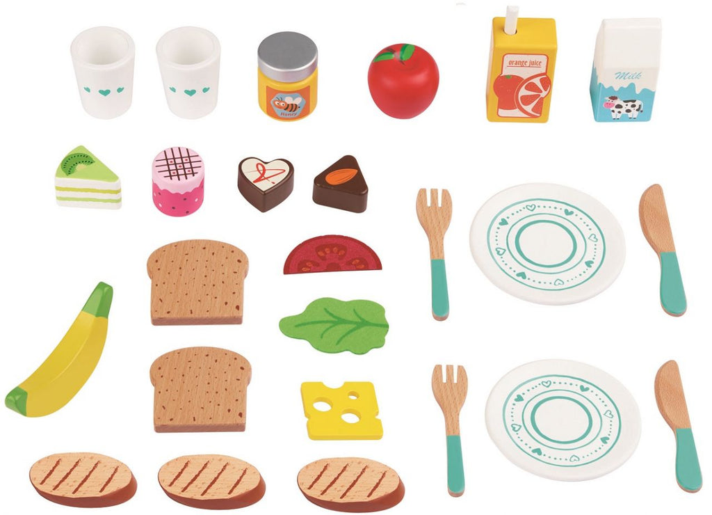 Spielba Picknick-Korb aus Holz mit Zubehör