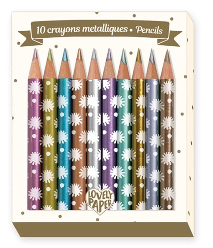 Djeco 10 mini coloured pencils metallic Chichi