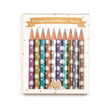 Djeco 10 mini crayons de couleur métallisé Chichi