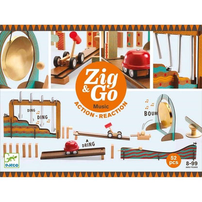 Djeco chain reaction game Zig &amp; Go, 52 pieces