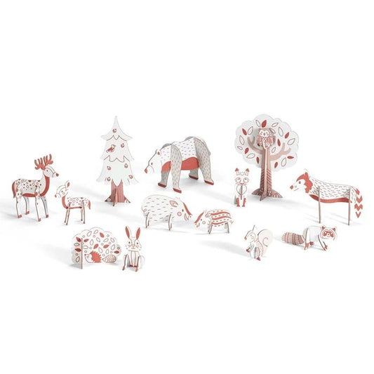 Djeco 3D building and painting set forest animals
