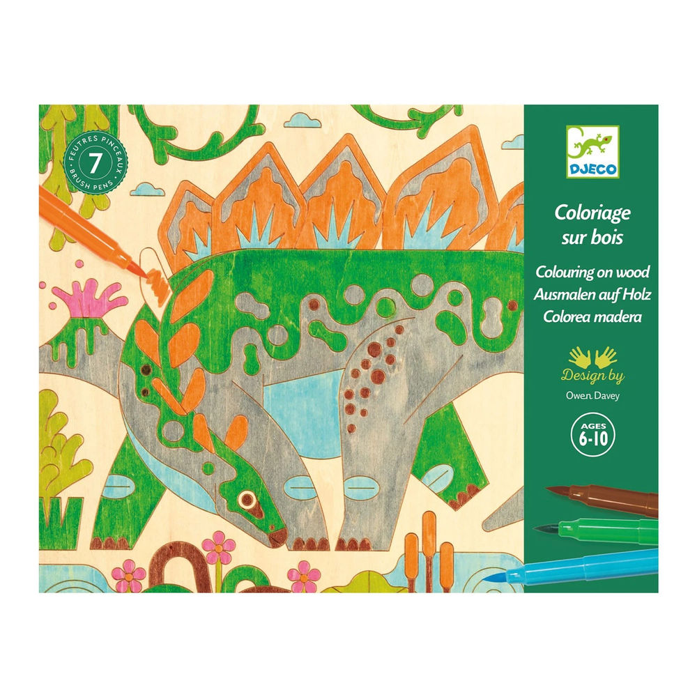 Ausmalen auf Holz Dino World