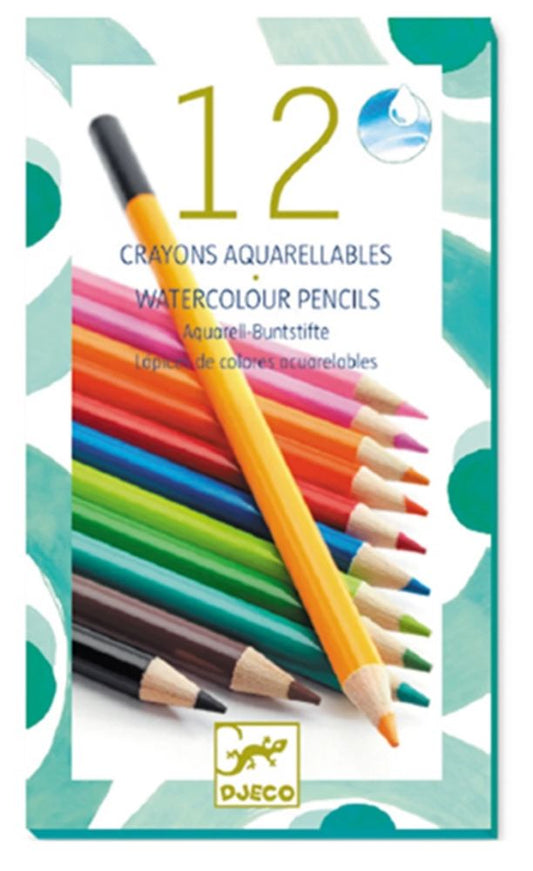 Djeco 12 crayons de couleur aquarelle