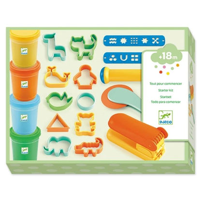 Djeco clay starter set, 4 colours &amp; 17 tools