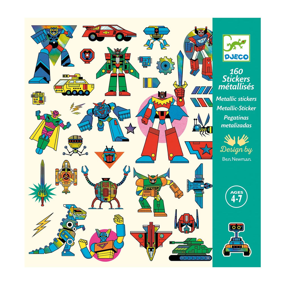 Djeco sticker robots métalliques