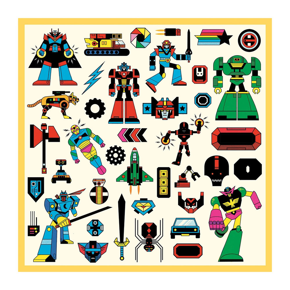 Djeco sticker robots métalliques