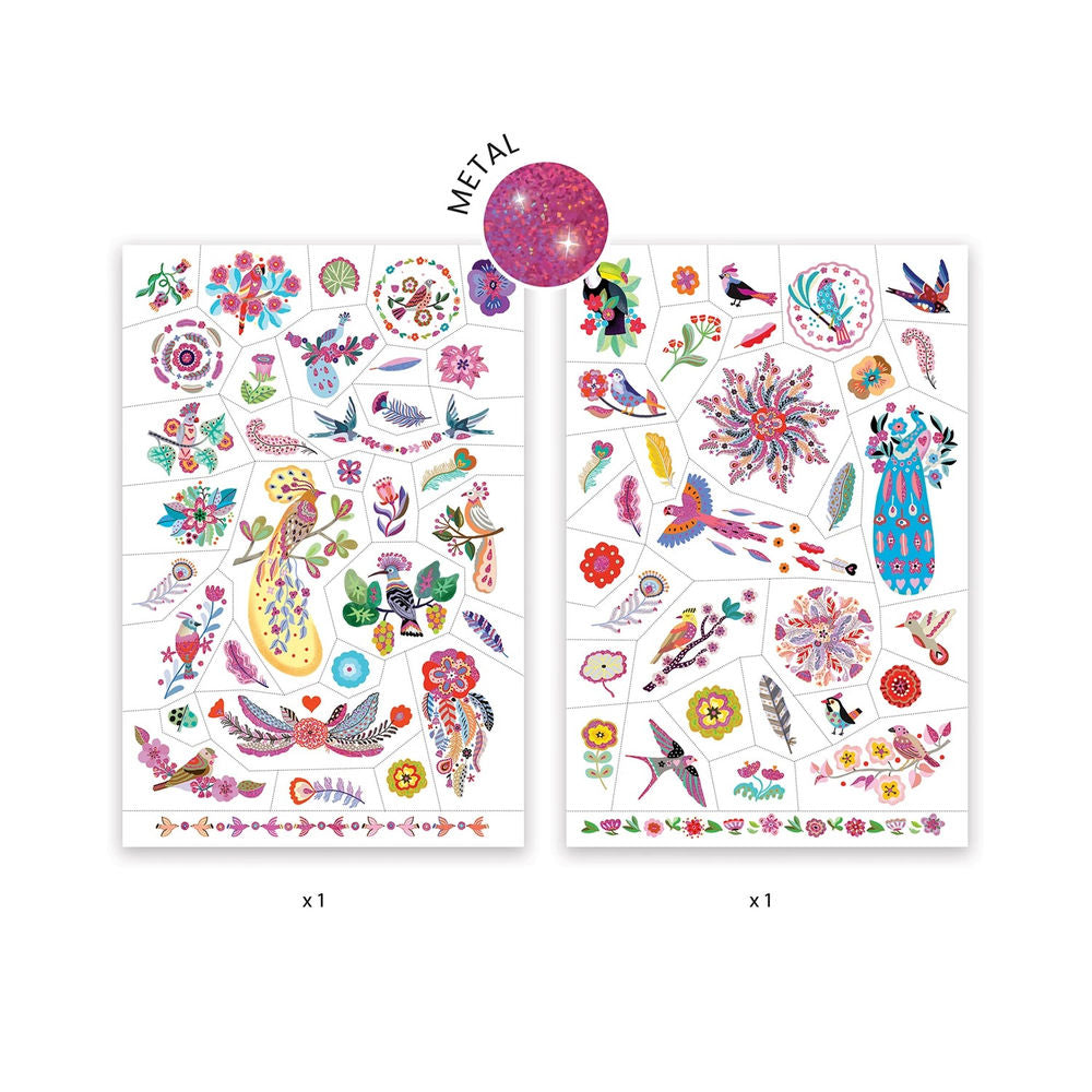 Djeco Tattoos Leuchtende Vögel