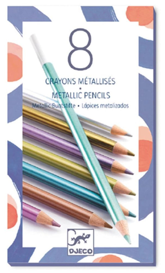 Djeco 8 crayons de couleur métallisés