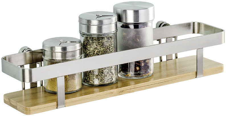 Wenko spice rack Premium, matt silver/brown