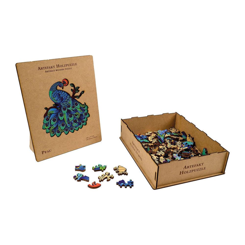 Philos Artifact Wooden Puzzle 2 in 1 Peacock, 132 pieces