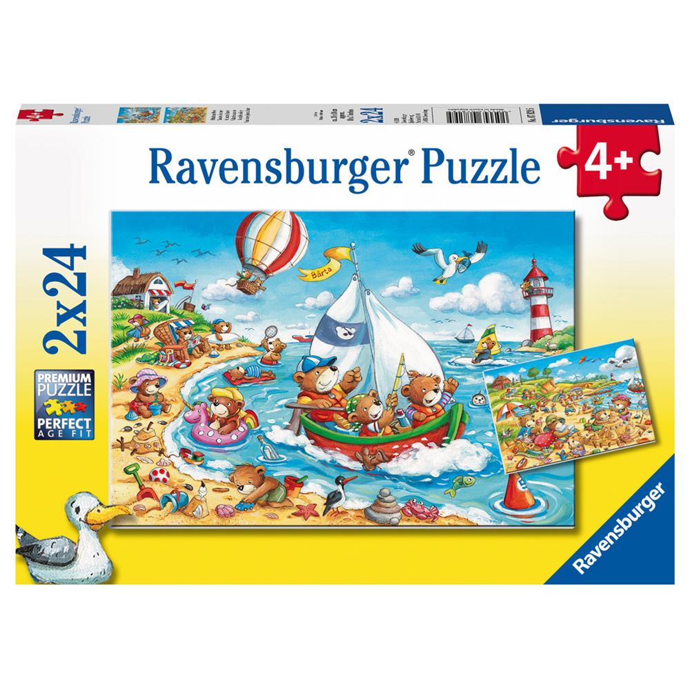 Ravensburger Puzzle pour enfants Vacances à la mer, 2 x 24 pièces