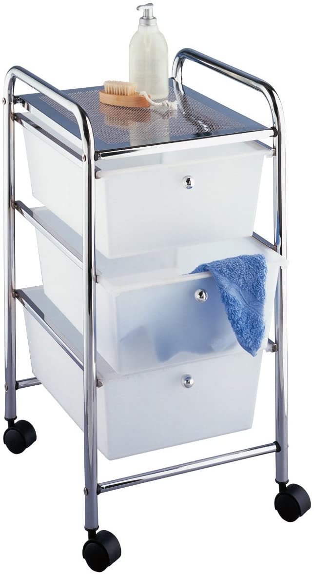 Wenko household/bathroom trolley Messina, white/chrome