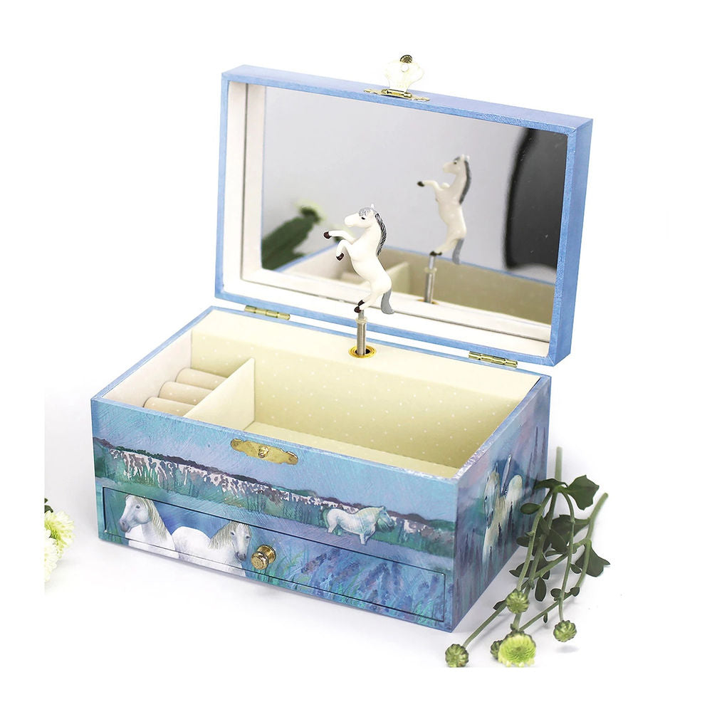 Trousselier Schmuckschatulle mit Musik, Pferd Camargue, nachtleuchtend