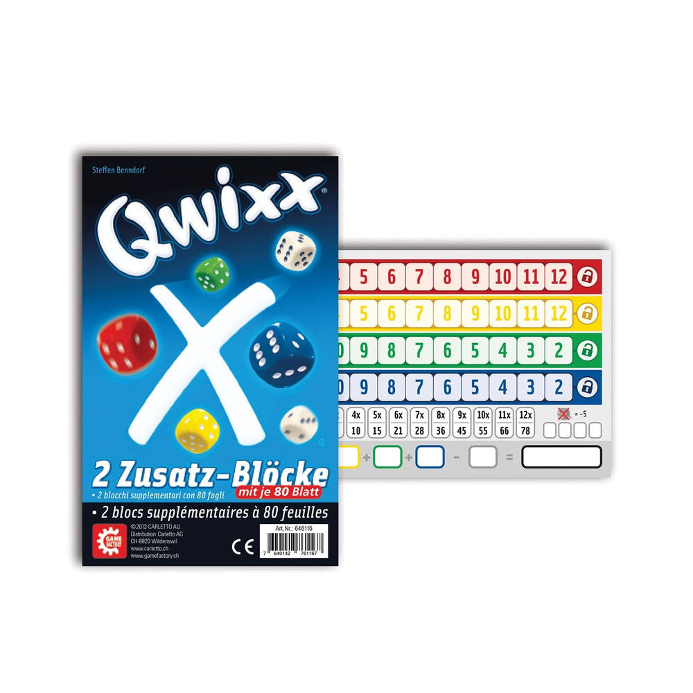 Gamefactory Qwixx - Blocs supplémentaires 2x80 feuilles