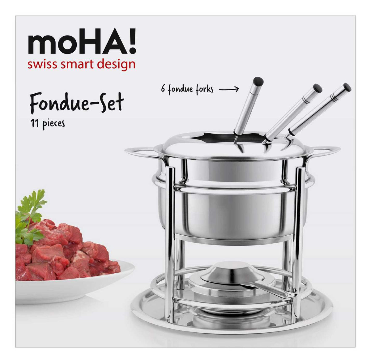 Fondue Set 11-Teilig, Edelstahl 18/8
