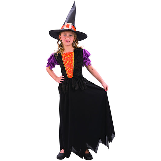 Carnival witch, orange/violet size S
