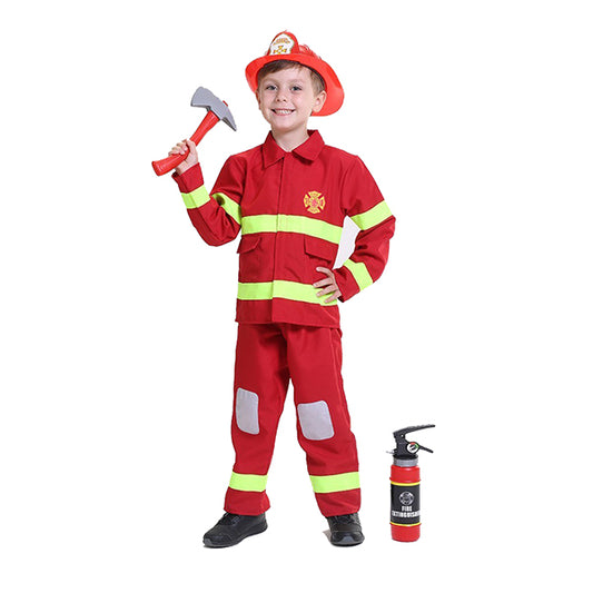 Carnival fireman with helmet, size 128