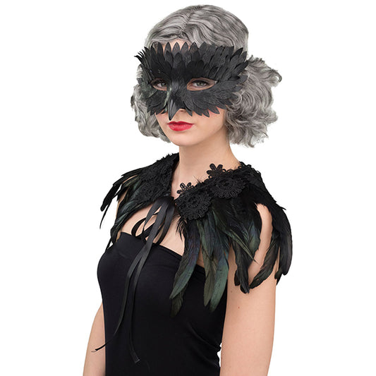Masque femme carnaval corbeau taille unique