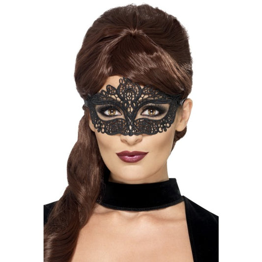 Carnival eye mask black embroidered lace