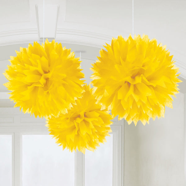 3 decorative balls, 40.6 cm, yellow